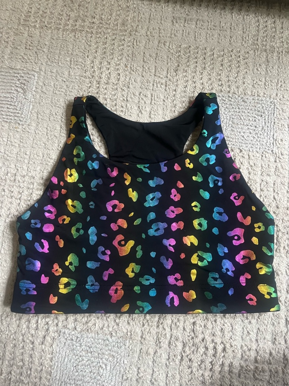Terez Black Rainbow Leopard Sports Bra size Large
